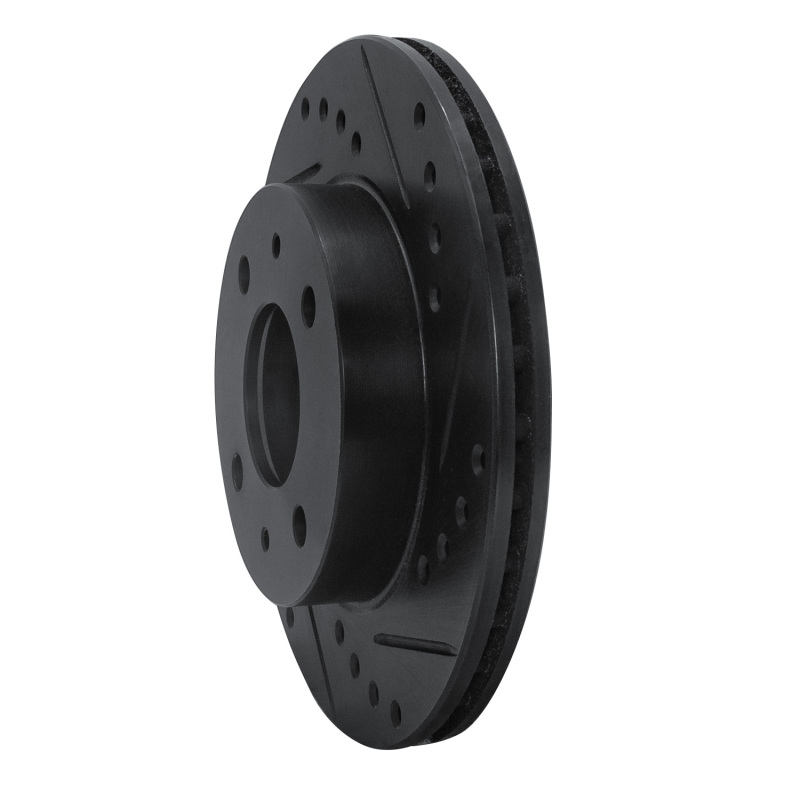 Nissan Pulsar NX Brake Rotor (1) - Front Right - R1 Concepts - Drilled & Slotted - Black - `86-`17